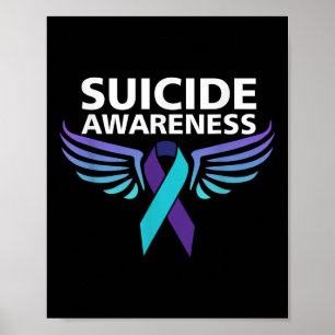 Zelfmoordbewustzijn Shirt Wings en Ribbon Suicide Poster