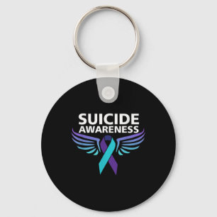 Zelfmoordbewustzijn Shirt Wings en Ribbon Suicide Sleutelhanger
