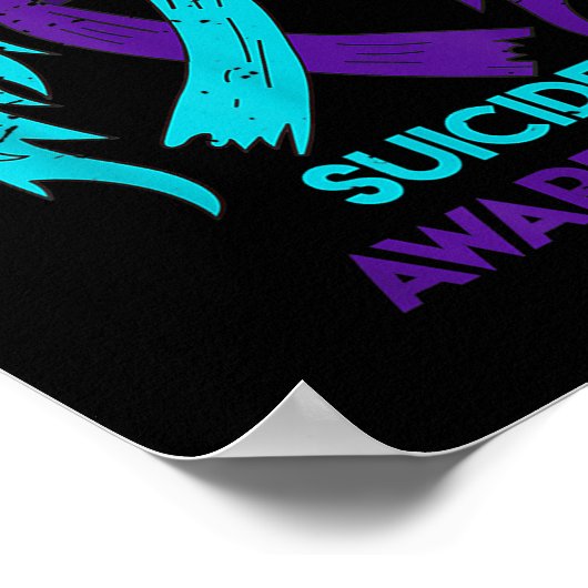 Zelfmoordbewustzijn Shirt wint en lint Blauwgroen  Poster (Hoek)