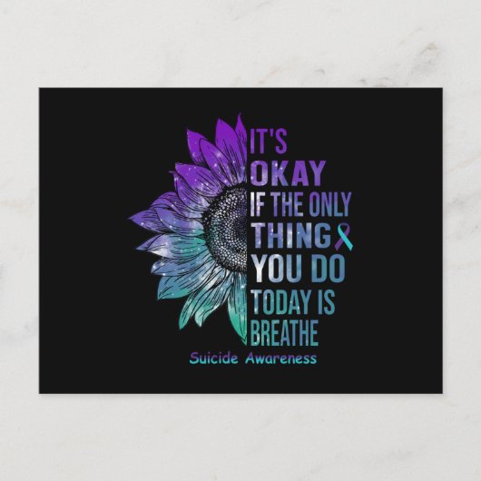 Zelfmoordbewustzijn Shirt Zonnebloem Gift voor haa Briefkaart (Voorkant)