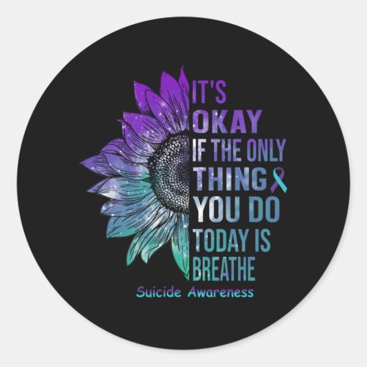 Zelfmoordbewustzijn Shirt Zonnebloem Gift voor haa Ronde Sticker (Voorkant)
