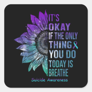 Zelfmoordbewustzijn Shirt Zonnebloem Gift voor haa Vierkante Sticker