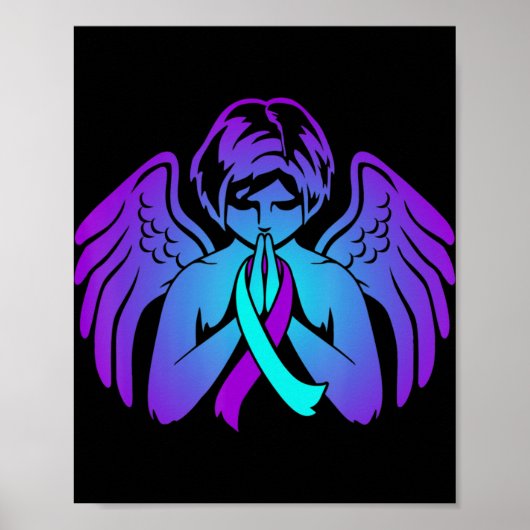 Zelfmoordbewustzijn Wings Angel Ribbon Happy Suppo Poster (Voorkant)