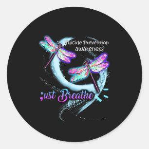 Zelfmoordbewustzijnsshirt Adem Even Zelfmoordpreve Ronde Sticker