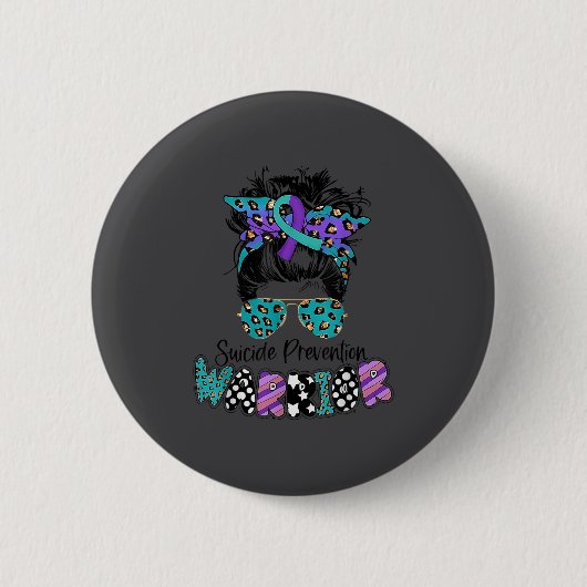 Zelfmoordbewustzijnsshirt rommelige knot haar Zelf Ronde Button 5,7 Cm (Voorkant)