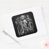 Zelfmoordplein| Foto Harley Quinn Typografie Vierkante Sticker (Envelop)
