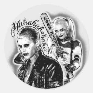 Zelfmoordplein  Joker & Harley Airping Tattoo Ronde Sticker