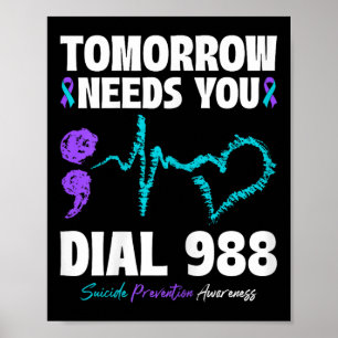 Zelfmoordpreventie 988 heeft je morgen mentaal nod poster