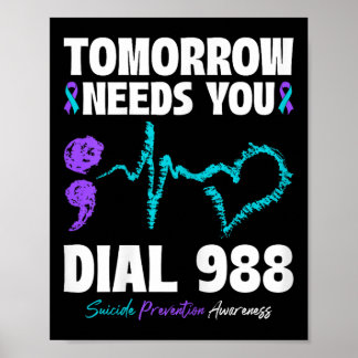 Zelfmoordpreventie 988 heeft je morgen mentaal nod poster