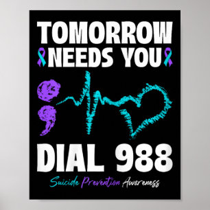 Zelfmoordpreventie 988 heeft je morgen mentaal nod poster
