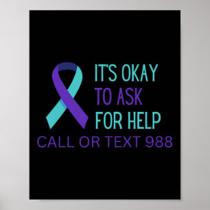 Zelfmoordpreventie 988 Hotline T-shirt 988 Zelfmoo Poster