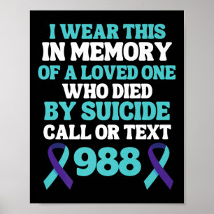 Zelfmoordpreventie 988 Hotline - Ter nagedachtenis Poster