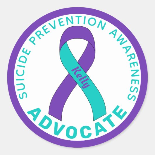 Zelfmoordpreventie Advocate Ribbon White Ronde Sticker (Voorkant)