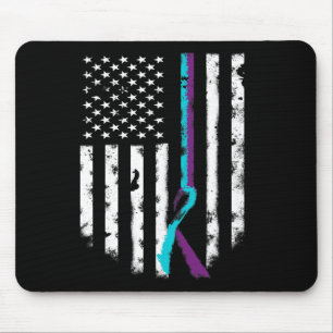 Zelfmoordpreventie Amerikaanse vlag bewustzijnslin Muismat
