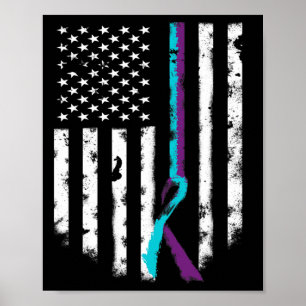 Zelfmoordpreventie Amerikaanse vlag bewustzijnslin Poster