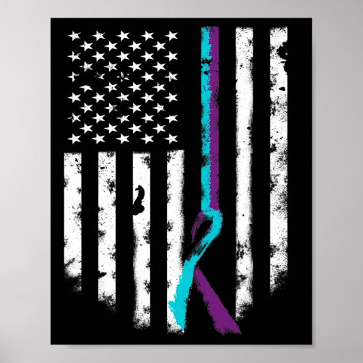 Zelfmoordpreventie Amerikaanse vlag bewustzijnslin Poster (Voorkant)