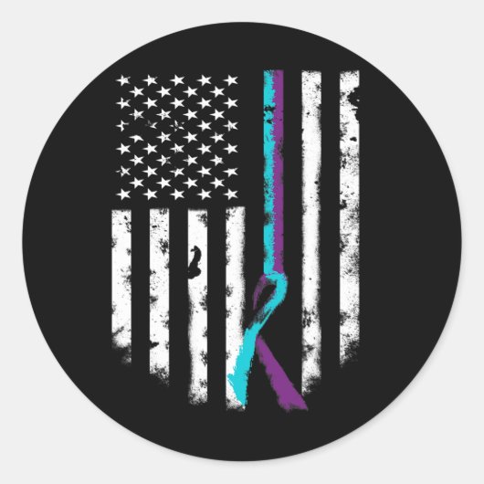 Zelfmoordpreventie Amerikaanse vlag bewustzijnslin Ronde Sticker (Voorkant)