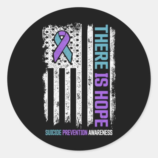 Zelfmoordpreventie Amerikaanse vlag Hoop Zelfmoord Ronde Sticker (Voorkant)