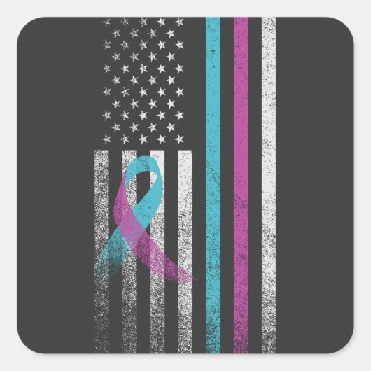 Zelfmoordpreventie Awareness Lint Amerikaans Vierkante Sticker (Voorkant)