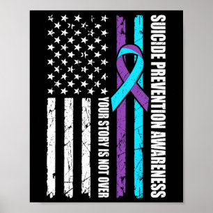 Zelfmoordpreventie Awareness Month Flag Blauwgroen Poster