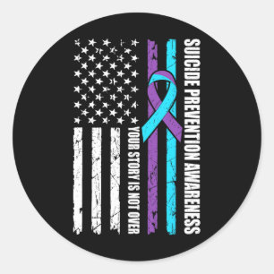 Zelfmoordpreventie Awareness Month Flag Blauwgroen Ronde Sticker