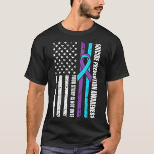 Zelfmoordpreventie Awareness Month Flag Blauwgroen T-shirt