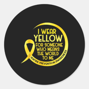 Zelfmoordpreventie Awareness Yellow Ribbon I Draag Ronde Sticker