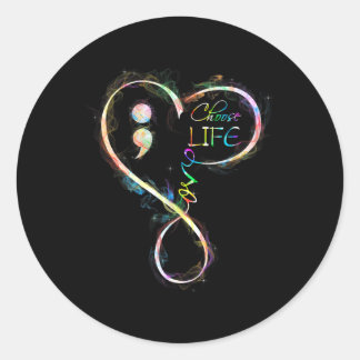 Zelfmoordpreventie Bewustheid Semicolon kiezen voo Ronde Sticker