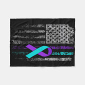 Zelfmoordpreventie Bewustmaking Amerikaanse vlag R Fleece Deken (Voorkant (Horizontaal))