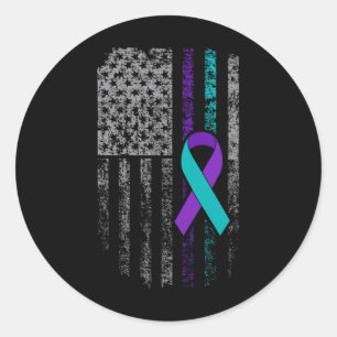 Zelfmoordpreventie Bewustmaking Amerikaanse vlag R Ronde Sticker