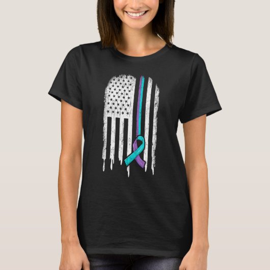 Zelfmoordpreventie Bewustmaking Amerikaanse vlag R T-shirt (Voorkant)