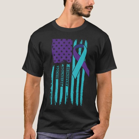 Zelfmoordpreventie Bewustmaking Amerikaanse vlag Z T-shirt (Voorkant)