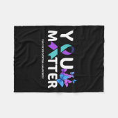 Zelfmoordpreventie Bewustmaking Blauwgroen en Paar Fleece Deken (Voorkant (Horizontaal))