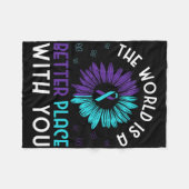 Zelfmoordpreventie Bewustmaking Blauwgroen en Paar Fleece Deken (Voorkant (Horizontaal))