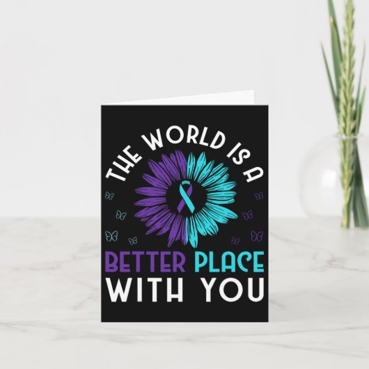 Zelfmoordpreventie Bewustmaking Blauwgroen en Paar Kaart (Voorkant)