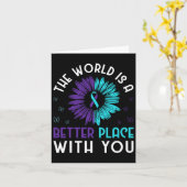 Zelfmoordpreventie Bewustmaking Blauwgroen en Paar Kaart (Gele Bloem)