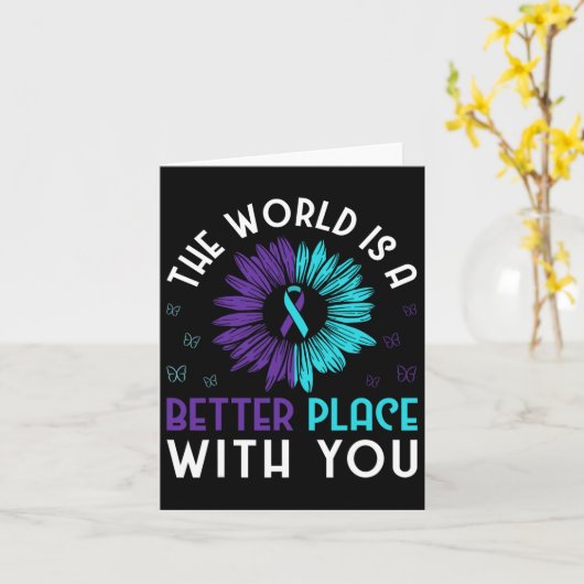 Zelfmoordpreventie Bewustmaking Blauwgroen en Paar Kaart (Gele Bloem)