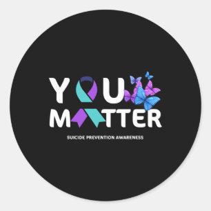 Zelfmoordpreventie Bewustmaking Blauwgroen en Paar Ronde Sticker