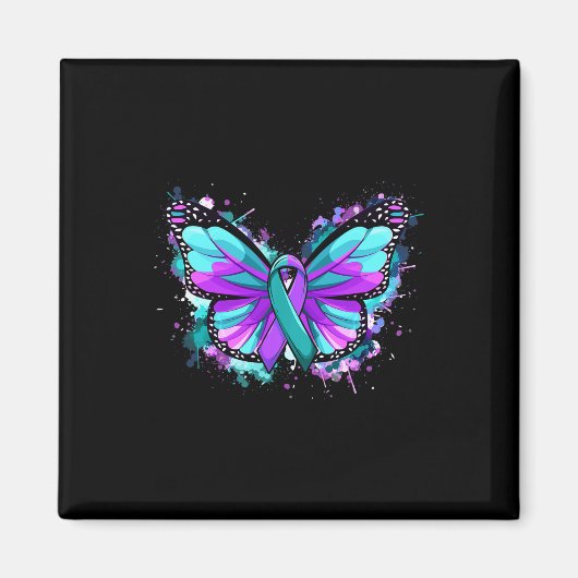 Zelfmoordpreventie Bewustmaking Blauwgroen Paars l Magneet (Voorkant)