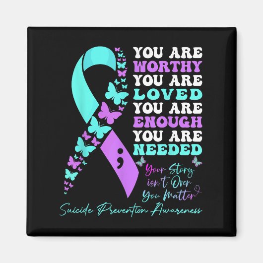 Zelfmoordpreventie Bewustmaking Blauwgroen Paars l Magneet (Voorkant)