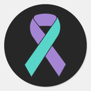 Zelfmoordpreventie Bewustmaking Blauwgroen Paars l Ronde Sticker