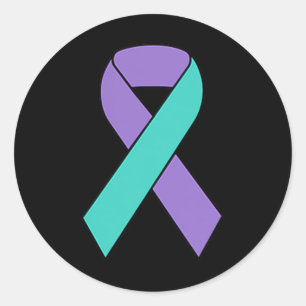 Zelfmoordpreventie Bewustmaking Blauwgroen Paars l Ronde Sticker