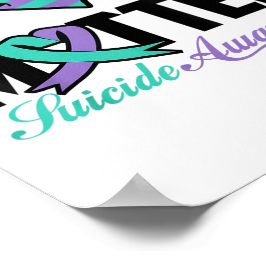 Zelfmoordpreventie Bewustmaking Blauwgroen Paars R Poster (Hoek)