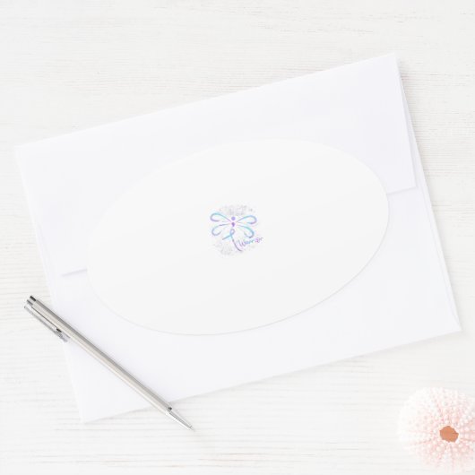 Zelfmoordpreventie Bewustmaking Dragonfly Ovale Sticker (Envelop)