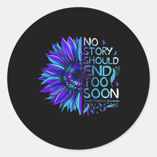 Zelfmoordpreventie Bewustmaking Geen verhaal mag e Ronde Sticker (Voorkant)