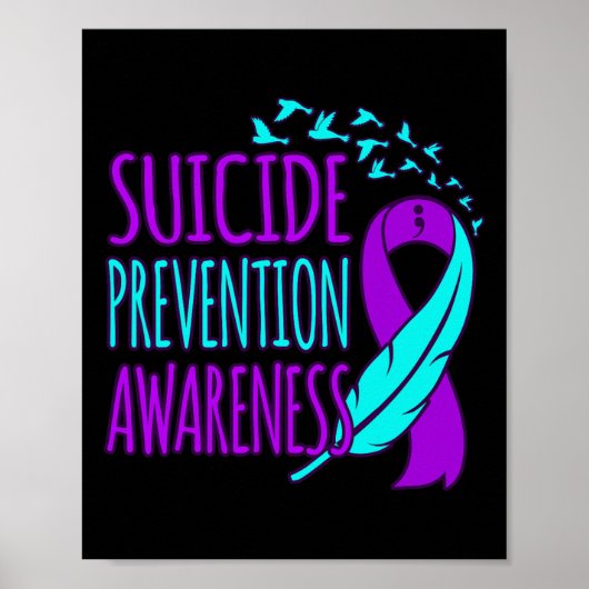 Zelfmoordpreventie Bewustmaking Happy Ribbon Suppo Poster (Voorkant)