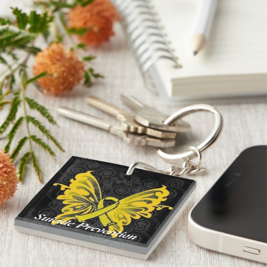 Zelfmoordpreventie Bewustmaking Koolstof Sleutelha Sleutelhanger (Voorkant Rechts)