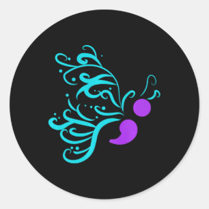Zelfmoordpreventie Bewustmaking Koolstofvlinder Ronde Sticker