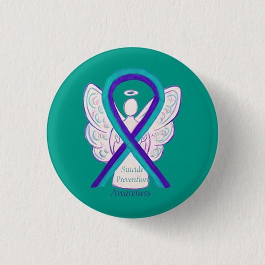 Zelfmoordpreventie Bewustmaking Ribbon Angel Pins Ronde Button 3,2 Cm (Voorkant)