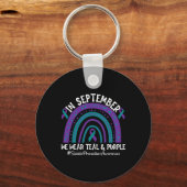 Zelfmoordpreventie Bewustmaking Ribbon Rainbo Sleutelhanger (Voorkant)